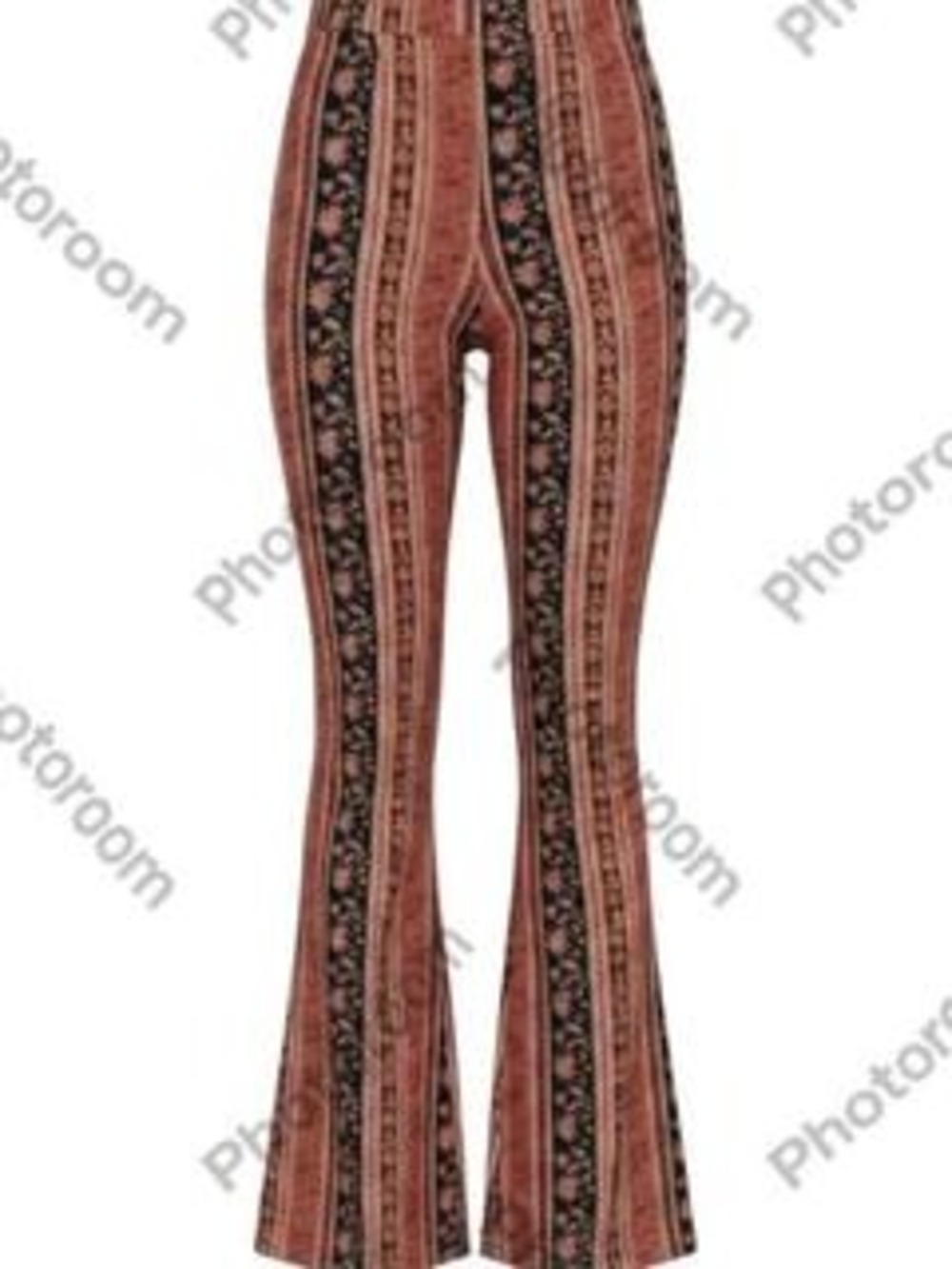 Faded Rose Pink Black Women's Striped Flare Pants S